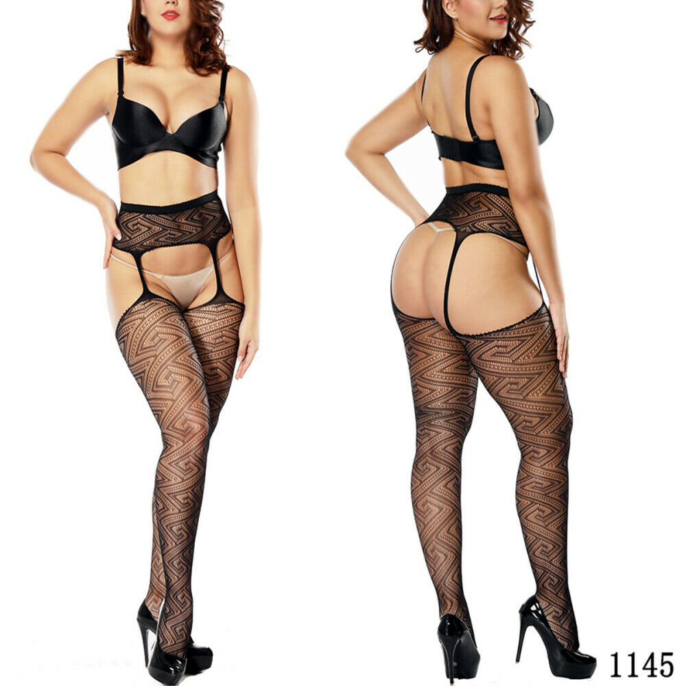 Pair of Women Sexy Stretchy Fishnet Tights Pantyhose Thigh High Stockings Black