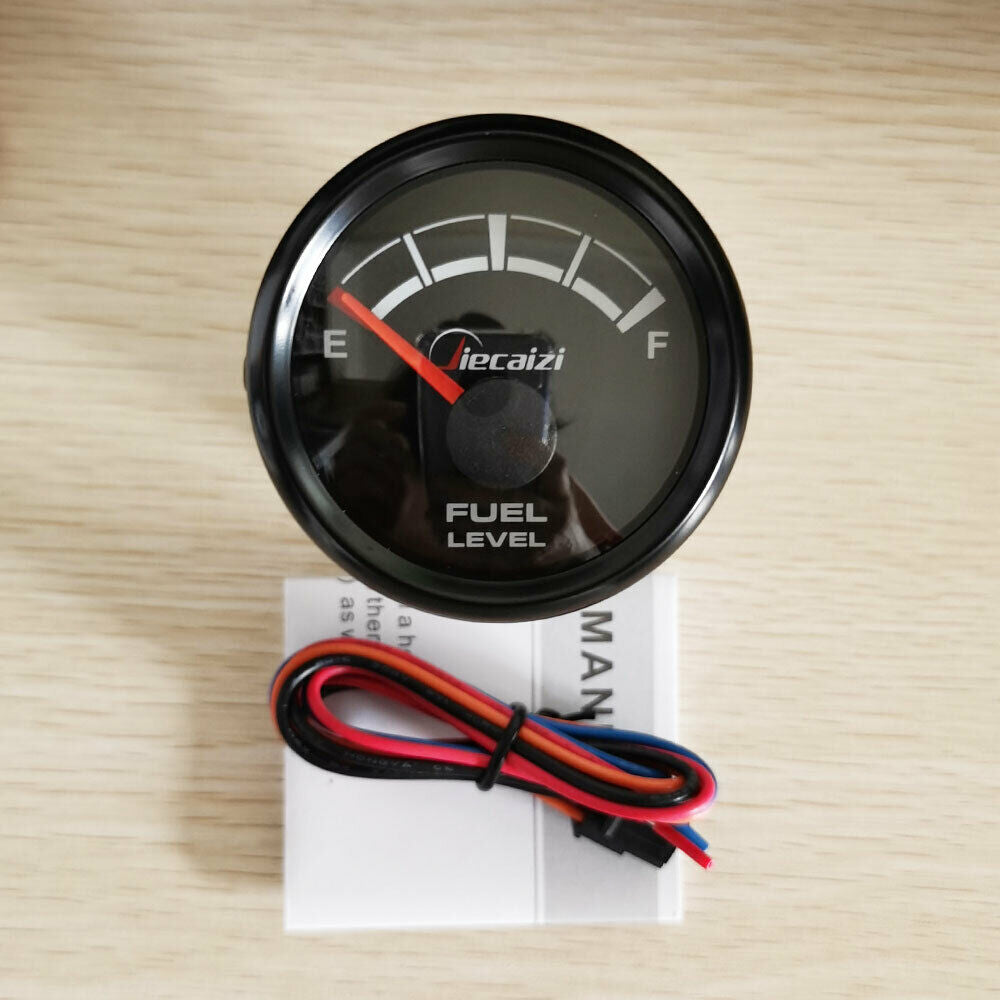 52MM 2-1/16" black fuel level gauge meter 0-90ohms 9-32V for truck boat blue led
