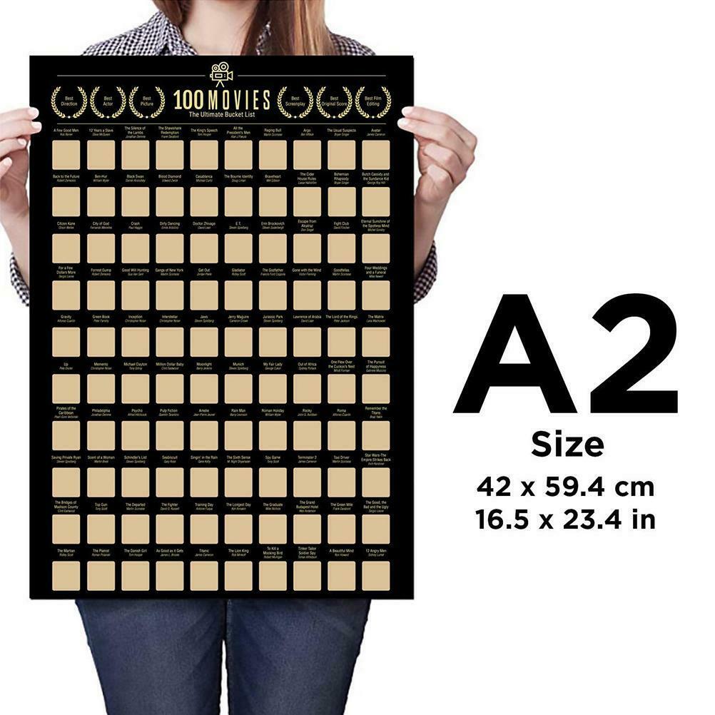 Animated Scratch Off Poster 100 Movies Wall Must-See Bucket List Home Decoration