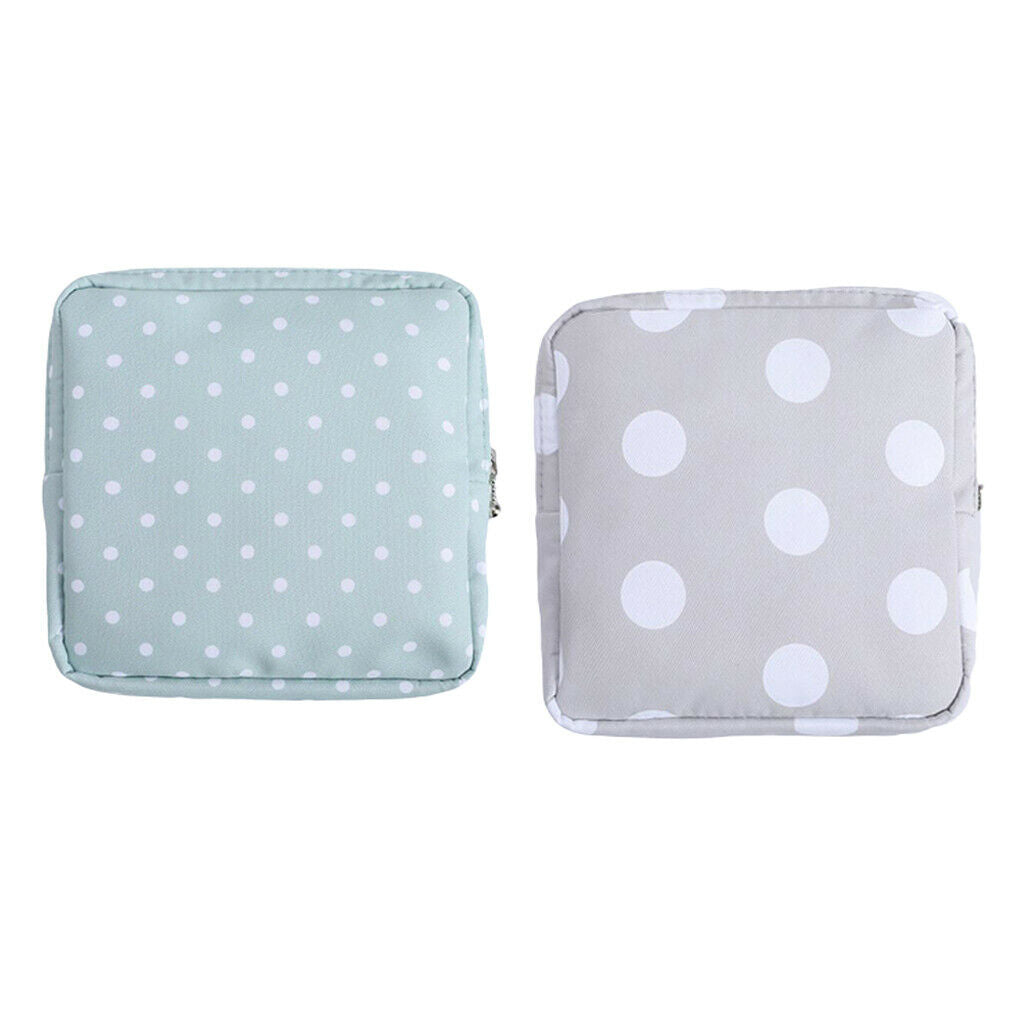2 Pieces Portable Cotton Sanitary Bag Tampons Makeup Earphones Women Girls