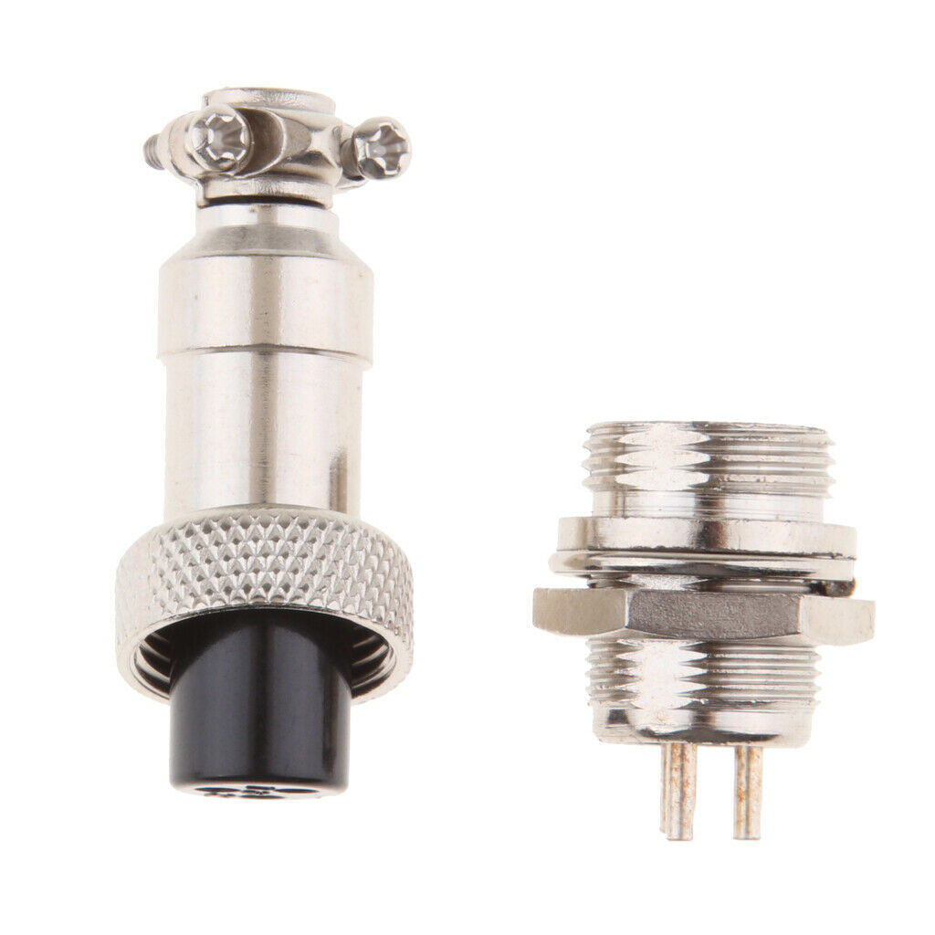 2X GX12 3Pins Aviation Pug Male & Female Panel Metal Connector Socket