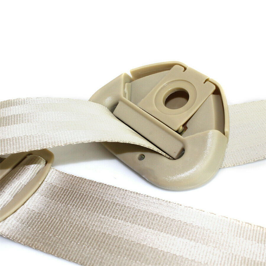 3 Point Universal Safety Seat Belt Beige nylon Strap Retractable & Adjustable