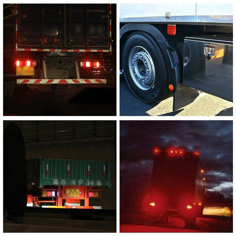 2Pcs 4.5" Red LED Truck Trailer Tail Light Kit Brake Turn Signal Indicator Lamp