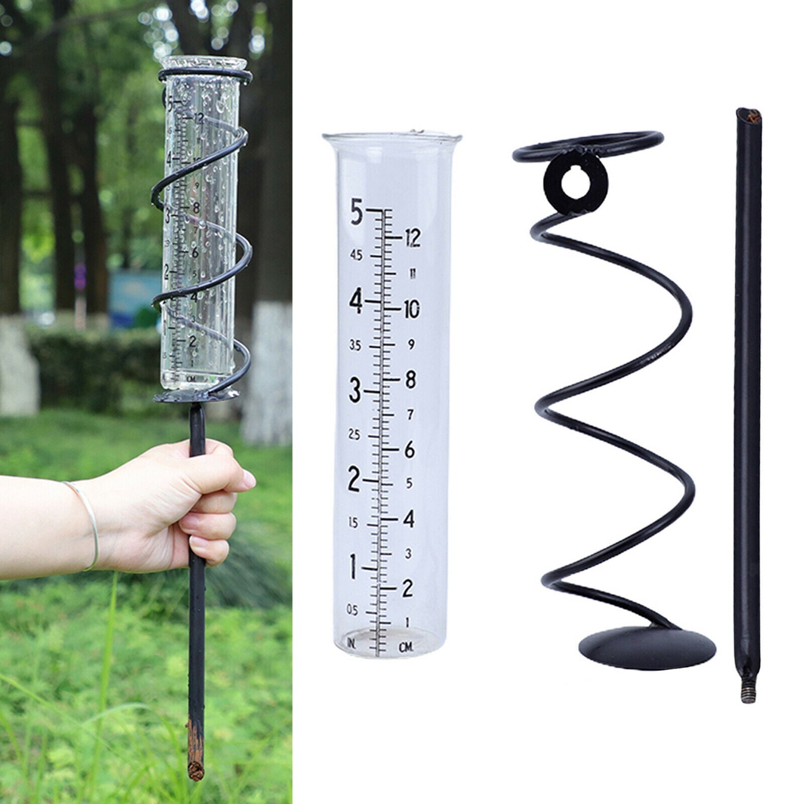 Glass Rain Gauge Accurate Rain Meter Measurement for Garden Patio Yard Clear