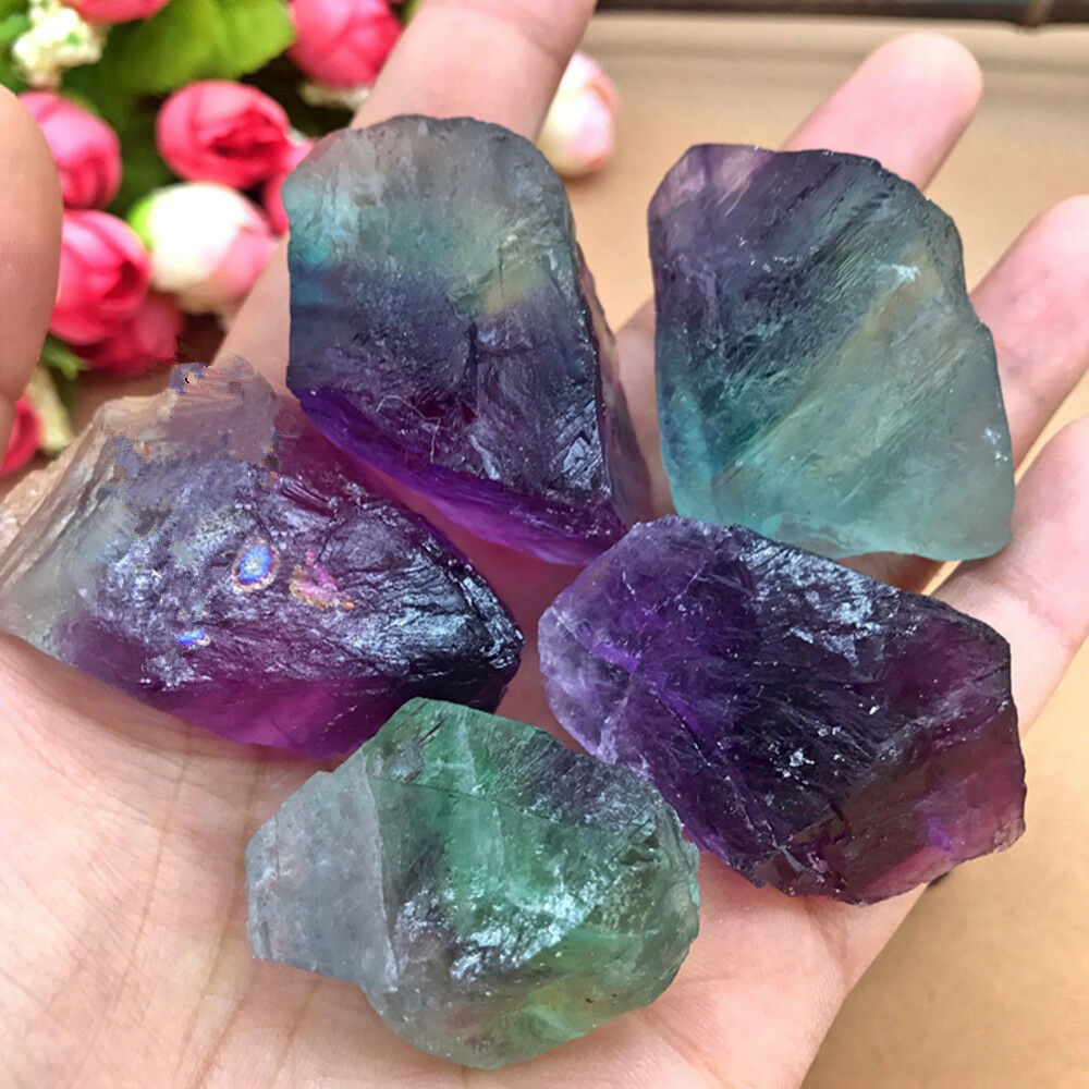 Beautiful Natural Fluorite Quartz Crystal Stones Rough Polished Gravel Specimen