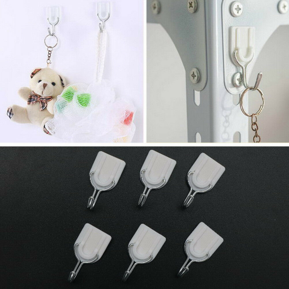 6PCS Bathroom Door Hooks Wall Hanger Hats Bag Key Adhesive Plastic Coat Ho.l8