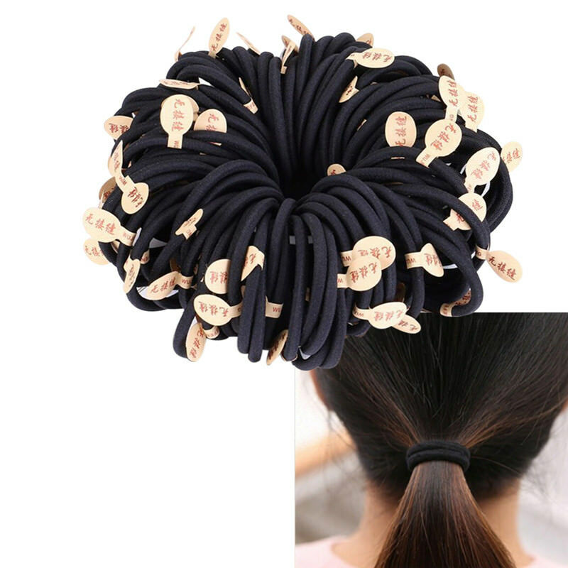 10pcs Black Colors Rope Elastics Hair Ties 4mm Thick Hairbands Girl's Hair,Ba Kt