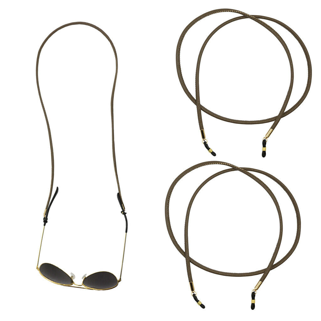 2Pcs PU Leather Cord for Eyeglasses, Reading Glasses, Sunglasses Glasses Strap