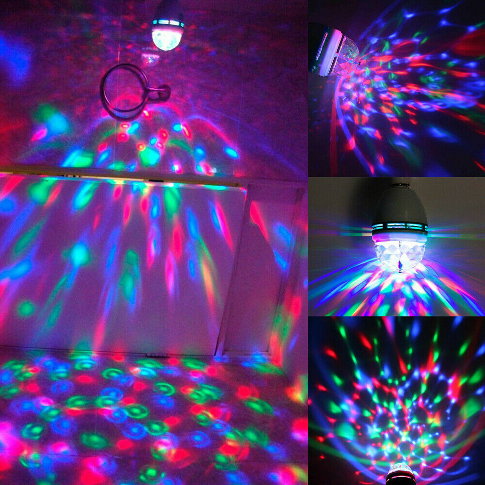 Disco Changing Bulb Lamp 3W E27 RGB Crystal Ball Auto Rotating LED Stage Light!