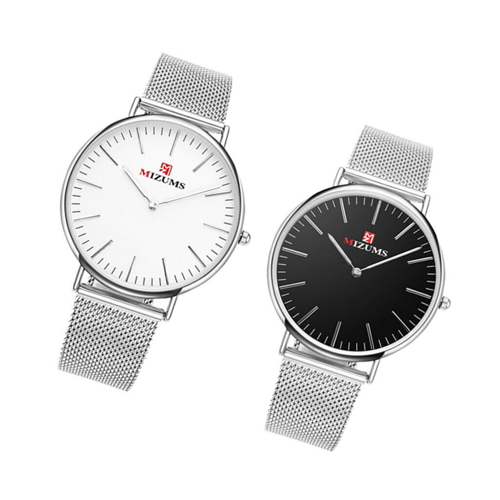 Men Watch Steel Band Quartz Waterproof Watch Business Casual Watch White