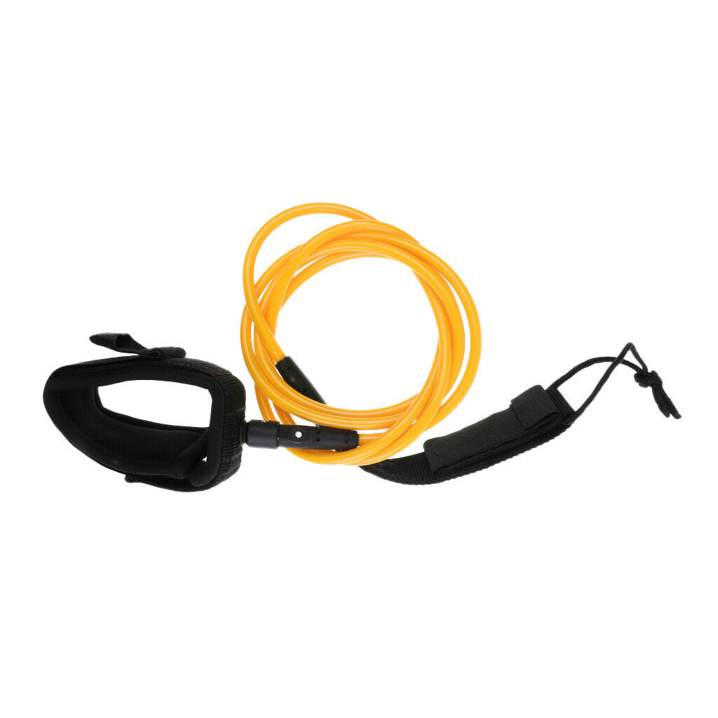7mm 6ft Surfboard Leash Leg Rope Double Stainless Steel Swivels Yellow