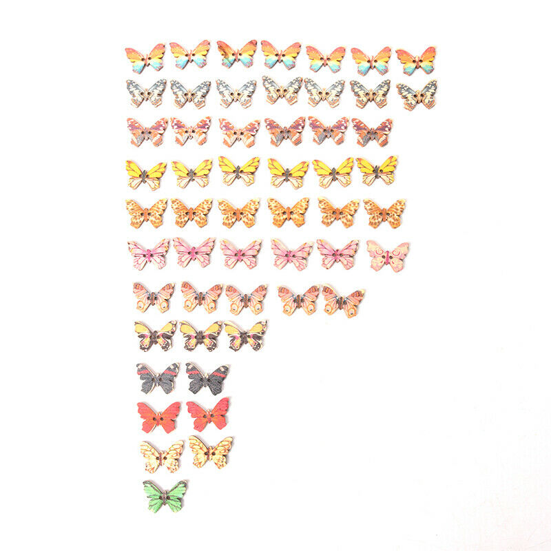 Colorful Butterfly Wooden Buttons Sewing Scrapbooking Sewing Buttons For .l8