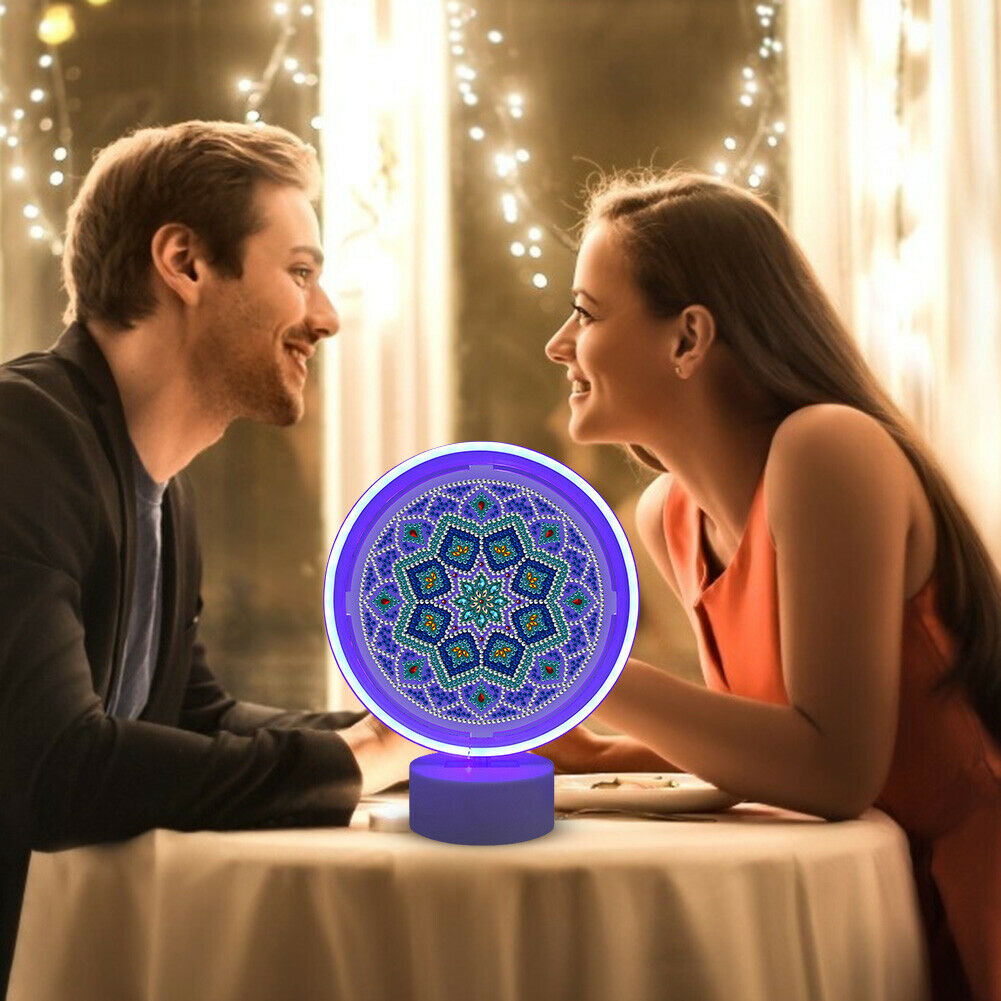 5D DIY Special Shape Diamond Painting Cross Stitch Mandala LED Night Light @