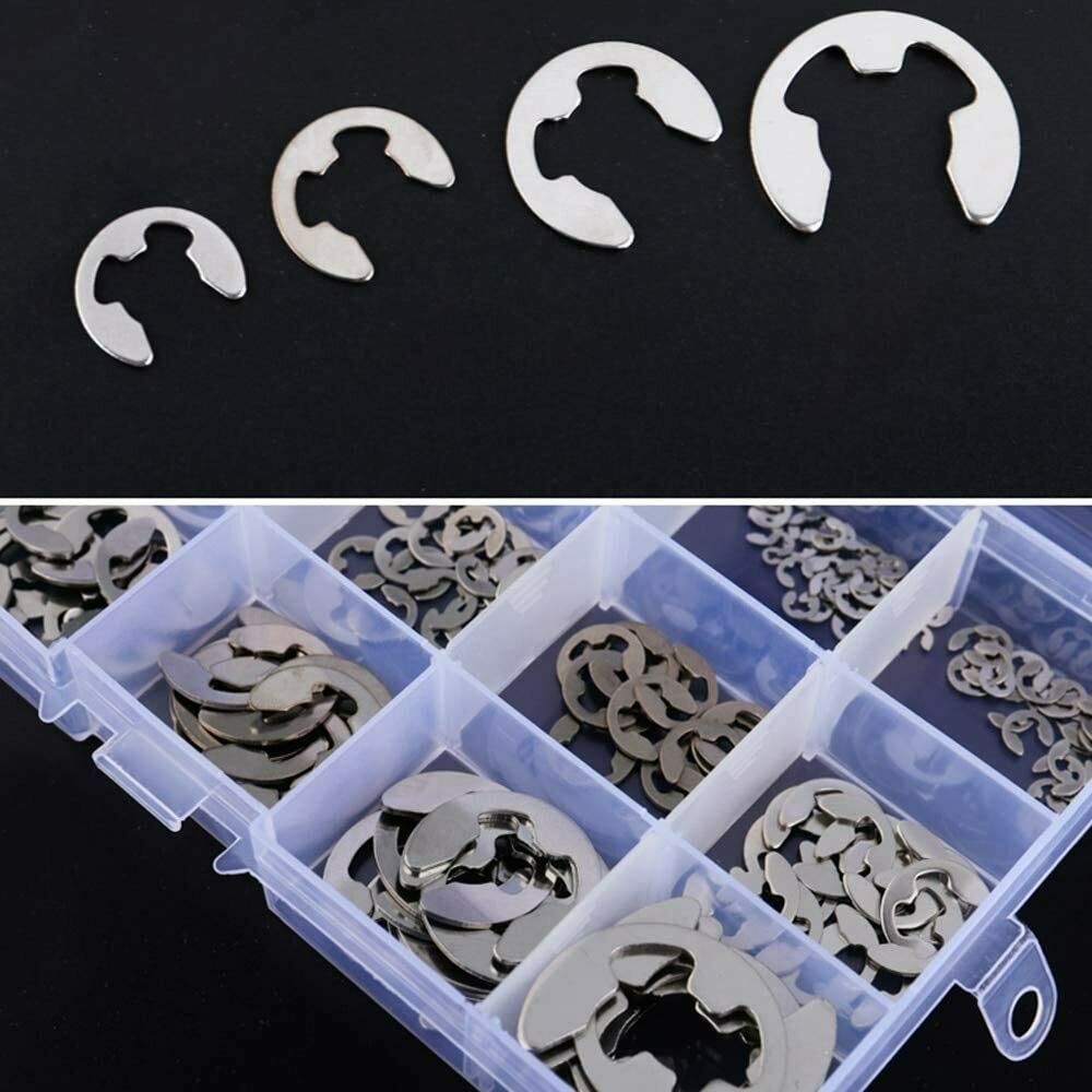 Stainless Steel E-Shaped Opening Circlip Retaining Clamp Ring 1.5-10mm Boxed