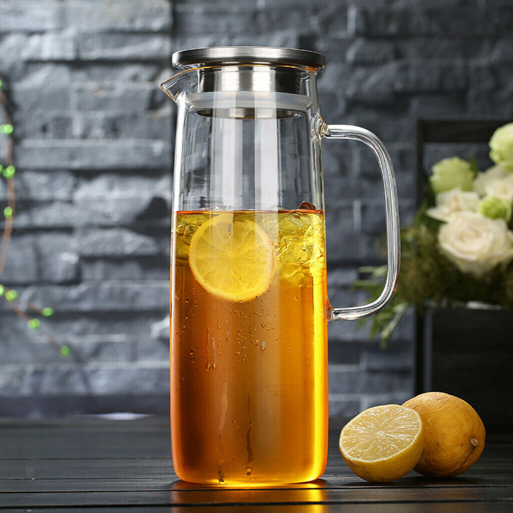 Glass Jug with Handle Heat Resistant for Water Iced Tea Beverage Serving