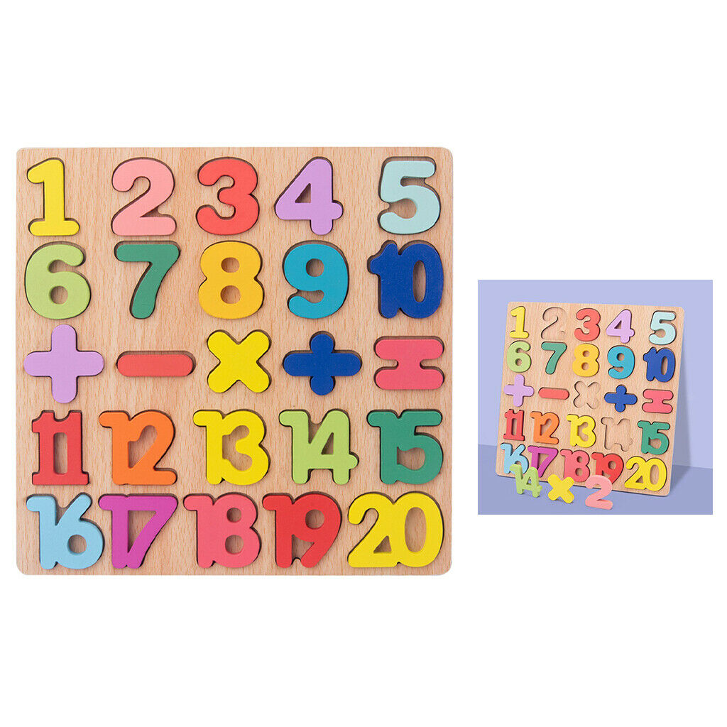 Wood Number Puzzle Counting Montessori Math Learning Board Activity Kids