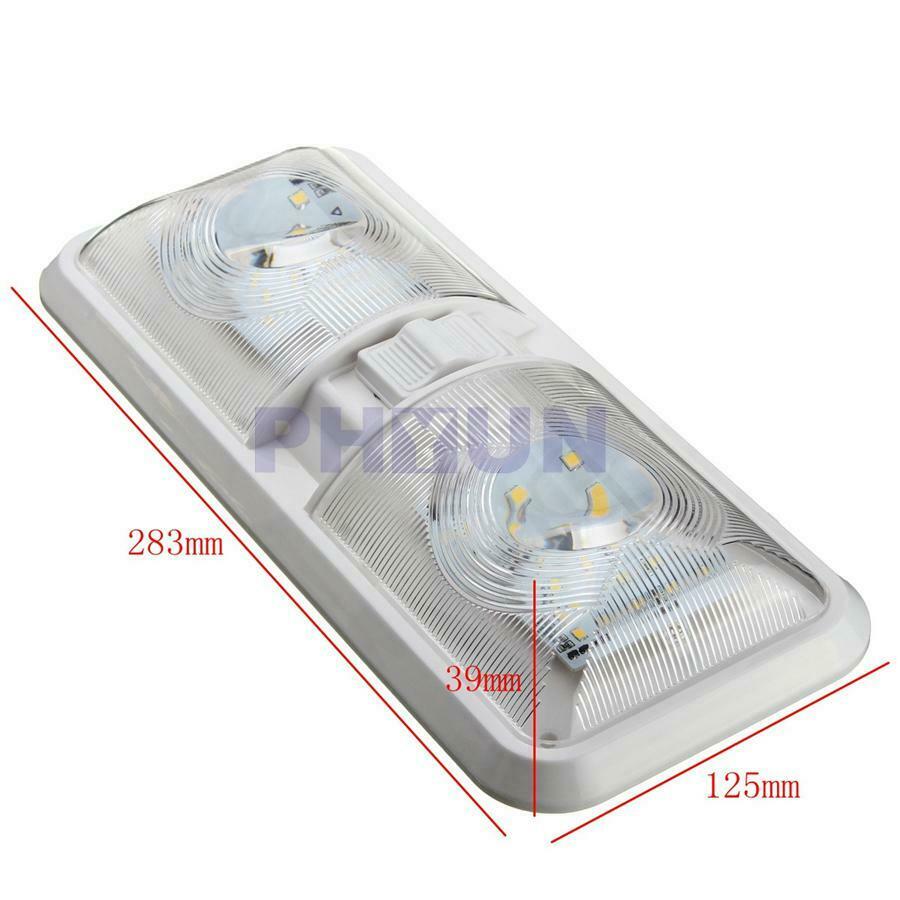 Pair SMD2835 48LEDS Fixture Ceiling Lamp Double Dome Light For RV Camper Trailer