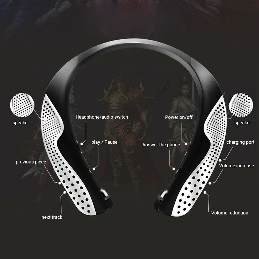 Wireless Headphones Bluetooth Speaker Neckband Headsets w/Mic In Ear Earbuds