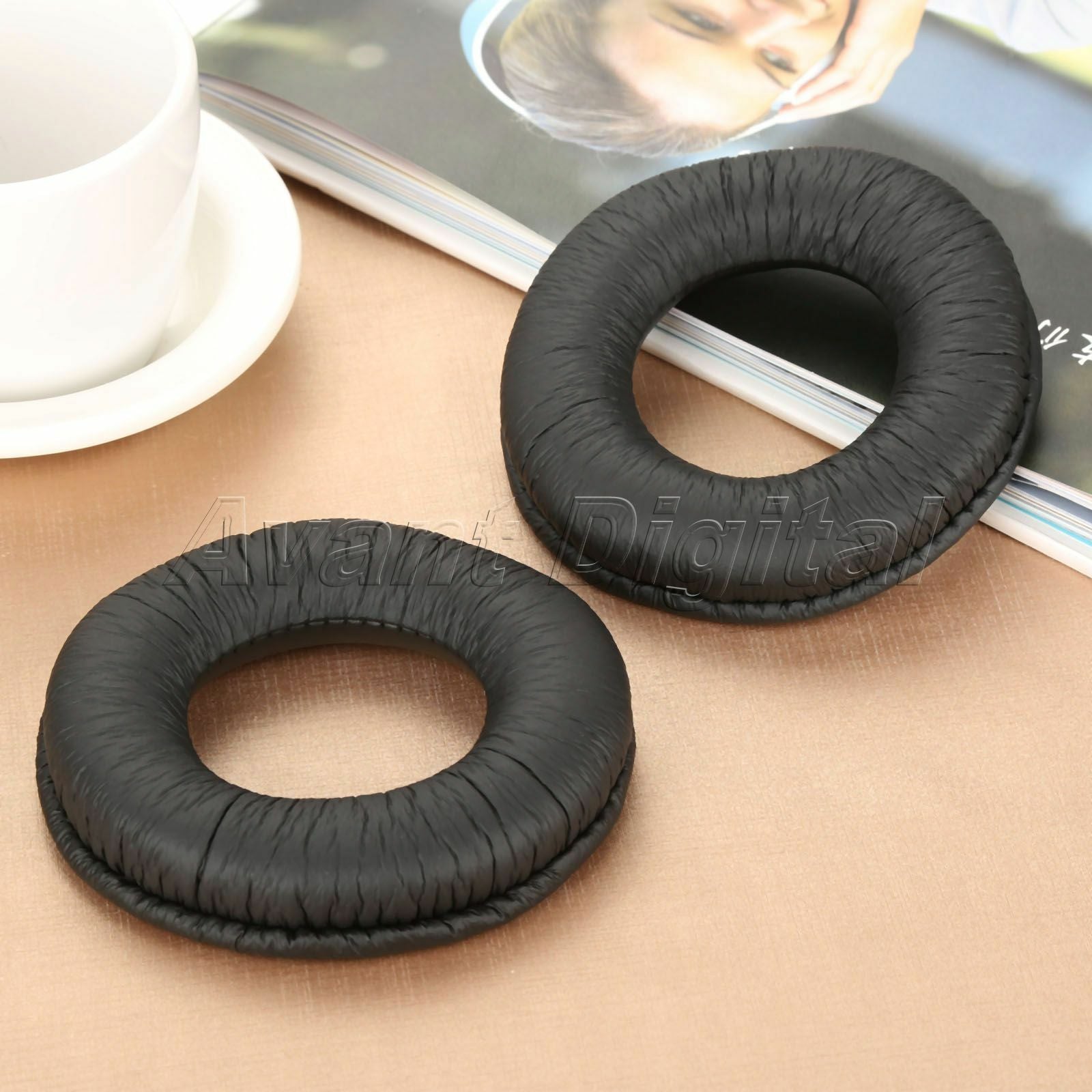 Black Leatherette Ear Cushion Kit Cover For Headphones Panasonic RP-HT161 1×