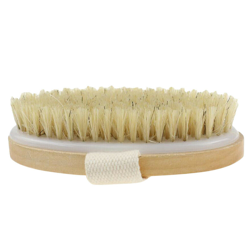 Bath Shower Brush Natural Boar Bristle Spa Sauna Exfoliator Brush Scrubber