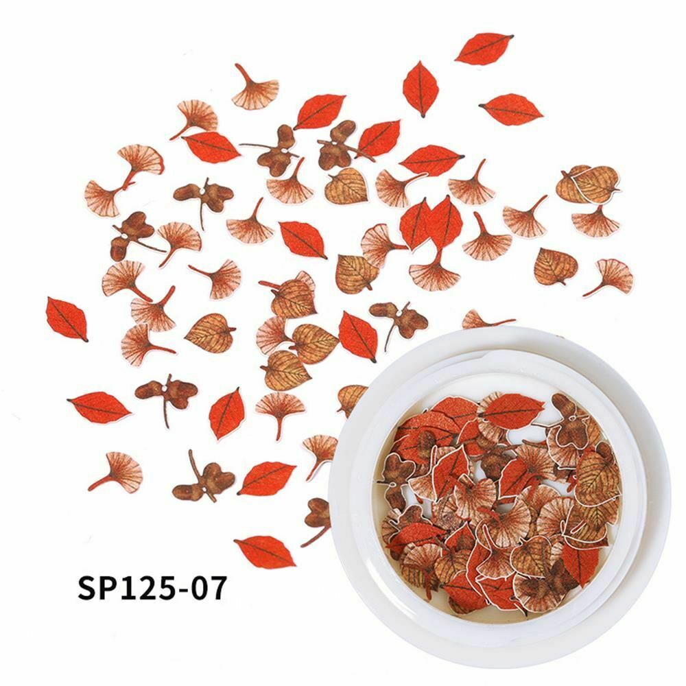 Glitter Flakes Autumn Nail Art Sequins Nail Paillettes Holographic Maple Leaves