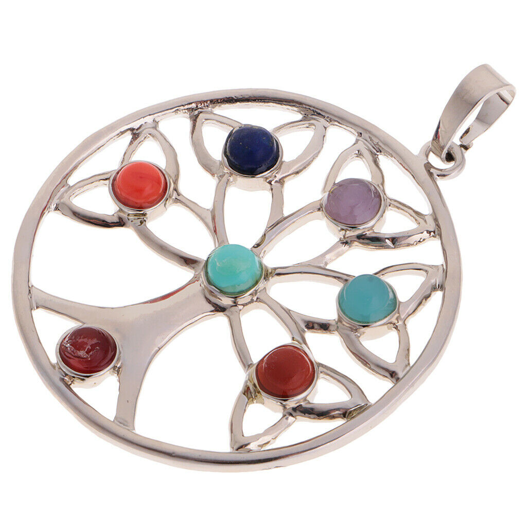 Fashion Women Men's Multi-color Gemstones Tree of Life Charm Pendant Jewelry