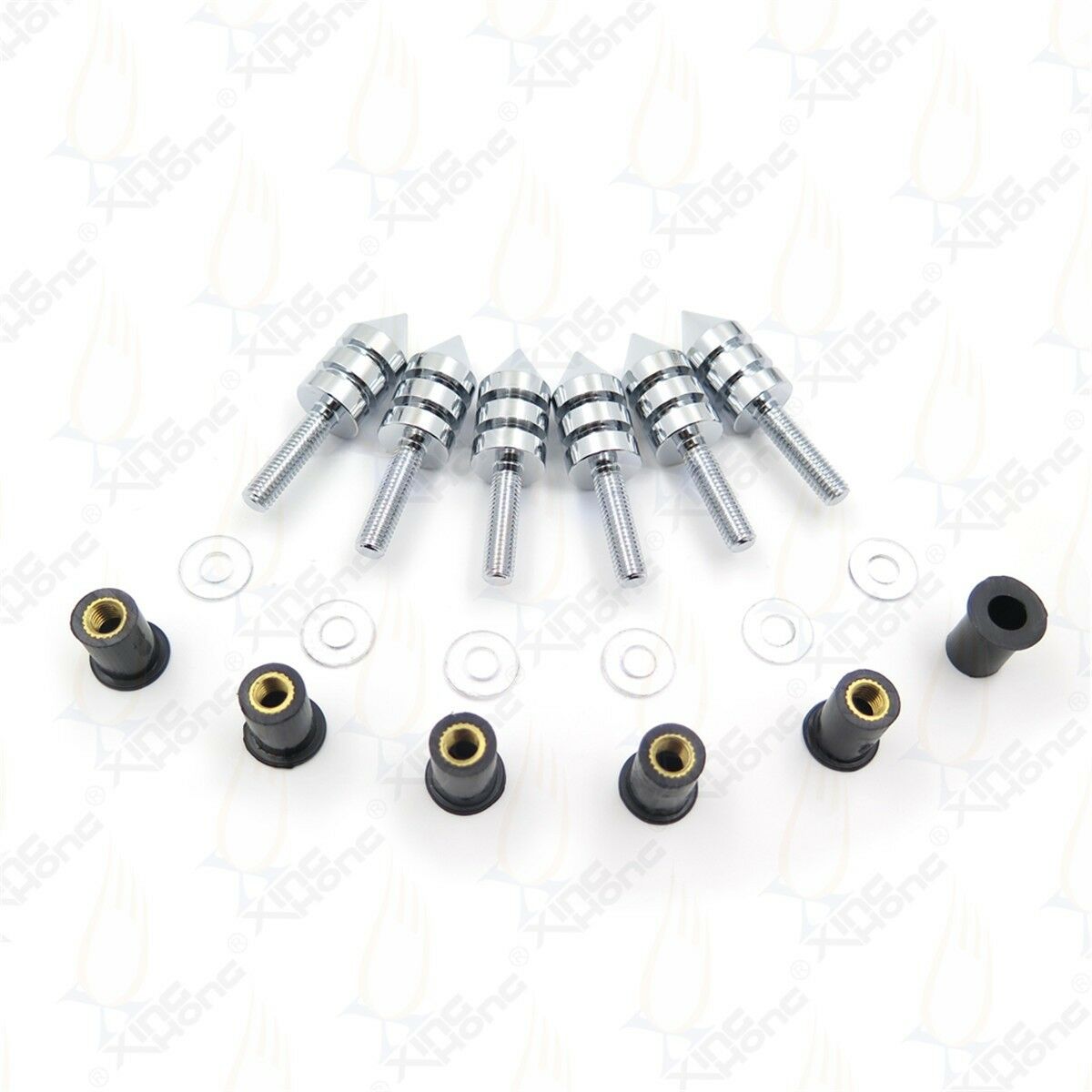 Chrome Spike Windscreen Bolts Screws Kit 6pcs Fit For Suzuki GSXR 1000 03 04