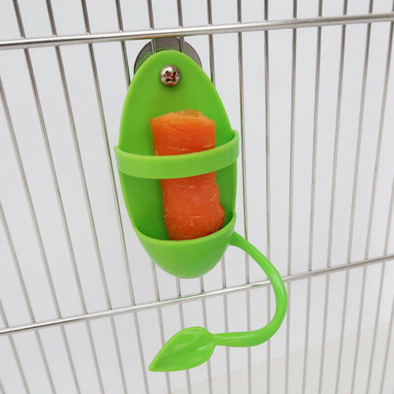 Birds Parrots Green Food Feeder Hanging on Cage Feeding Cup Stand Rack Toys 1PC