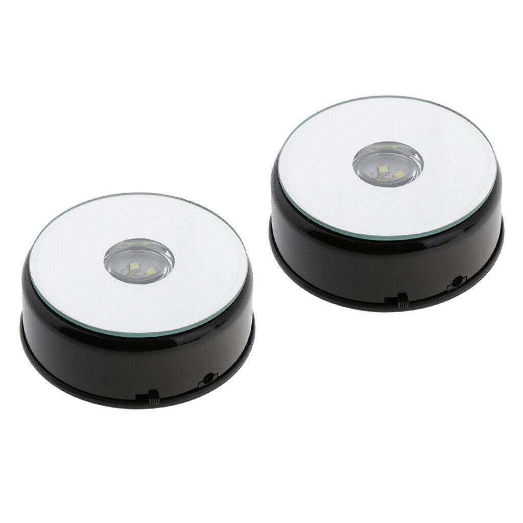Lots 2 Rotating Display Holder w/ LED Lights for Retailers Watch Show Black