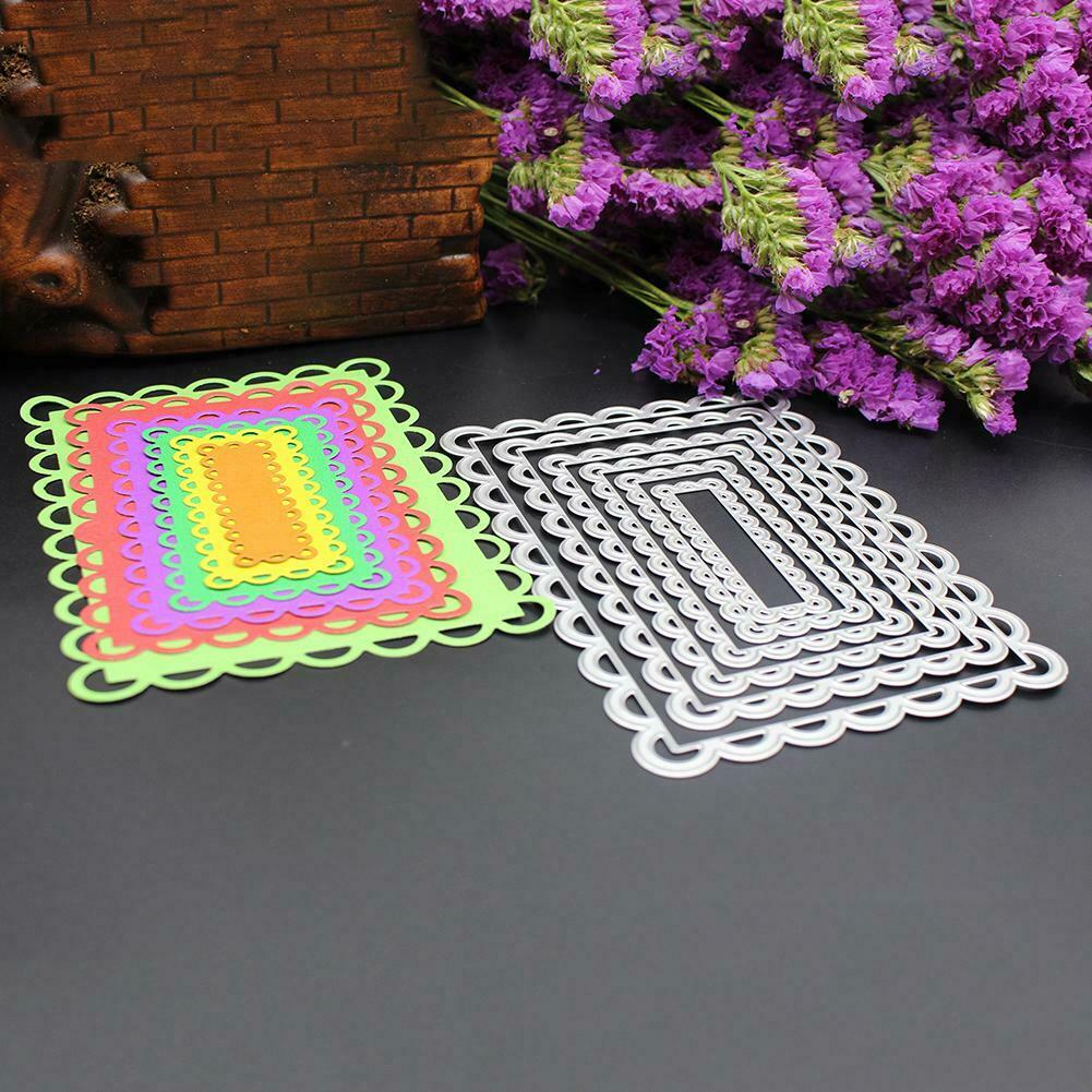 6pcs Rectangle Lace Frame Metal Cutting Dies Stencils DIY Scrapbook Craft # @
