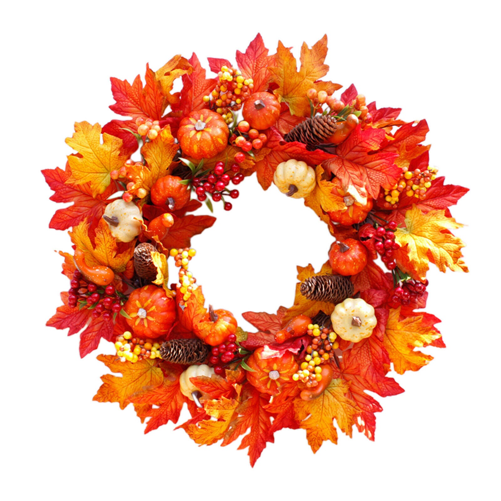 Autumn Fall Harvest Round Garland Wreath 24" Door Decor Ornaments Halloween