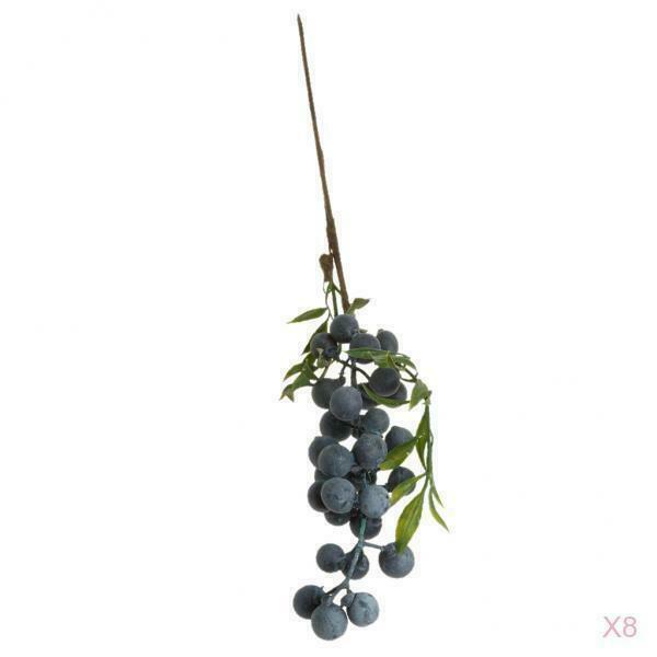 8x Artificial Maple and Oak Bushes with Berries Fall Leaf Decor
