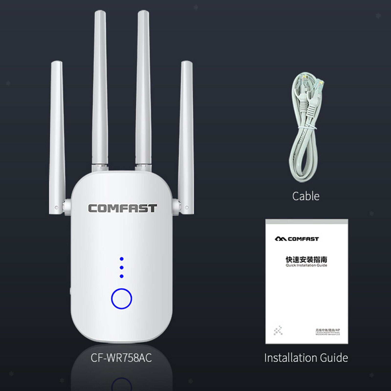 1200Mbps Wifi Extender Amplifer Signal Booster w/Ethernet Port AU Plug