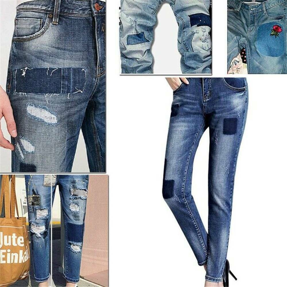 20X 5 Color DIY Iron on Denim Fabric Patches for Clothing Jeans Repair Kit Set
