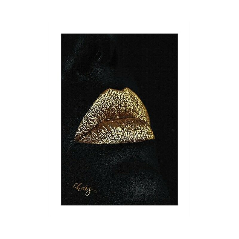 20*27in Golden Lips Girl Art Poster Wall Hanging Decoration Canvas Prints