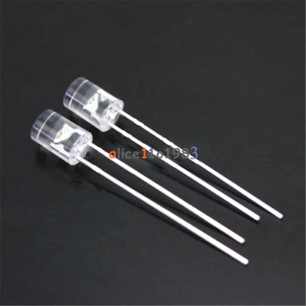 200PCS 5MM 2Pin Flat Top White LED Wide Angle Flat Head Light Lamp