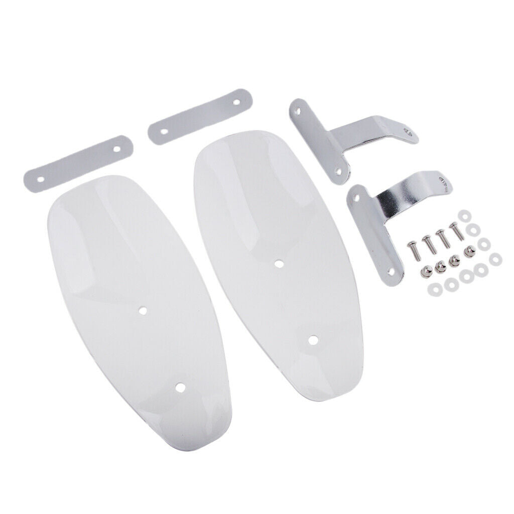 Motorcycle Bike Clear Handlebar Hand Guard Shield Wind Deflector Protector Set