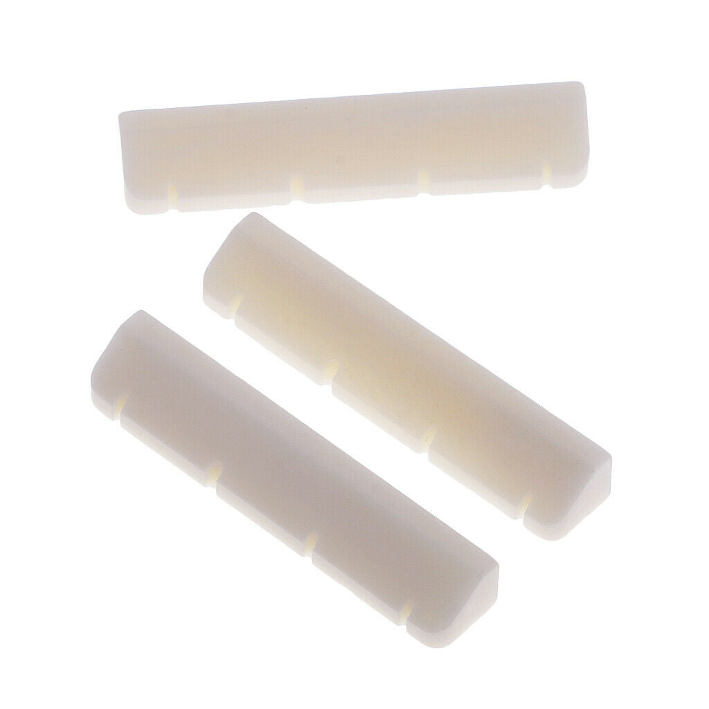 3Pcs String Instrument Bridge Slotted Bone Nuts 35x6x5mm for 4-String Guitar