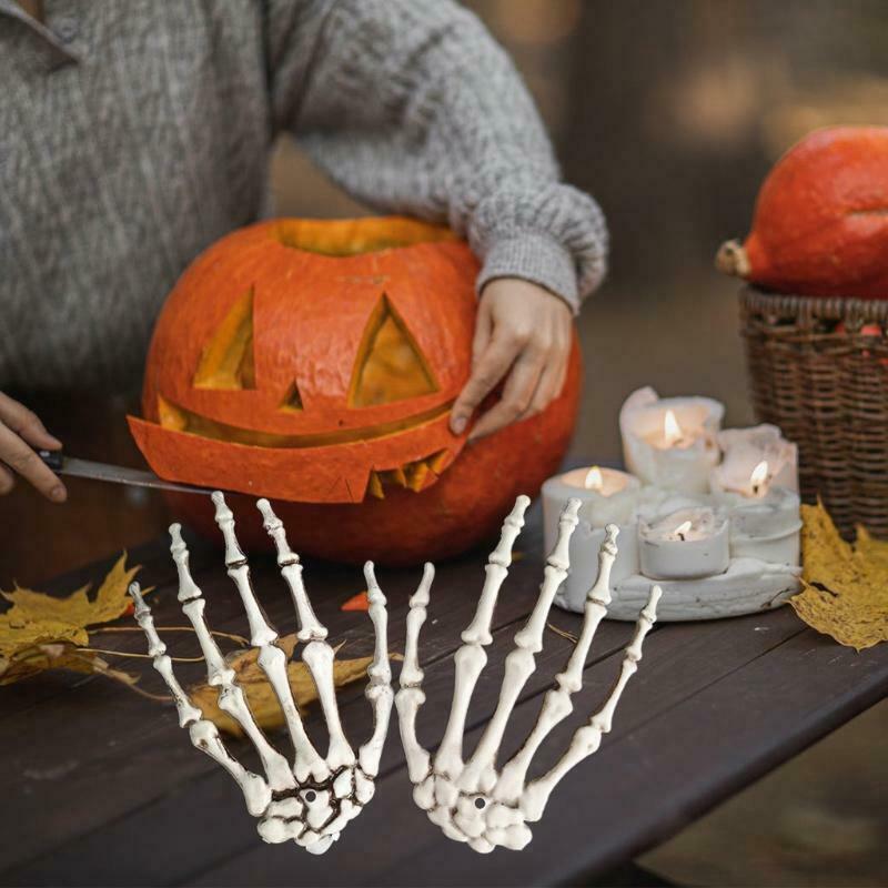 1 Pair Skeleton Hands Bone Halloween Party Decoration for Scary Props Supplies