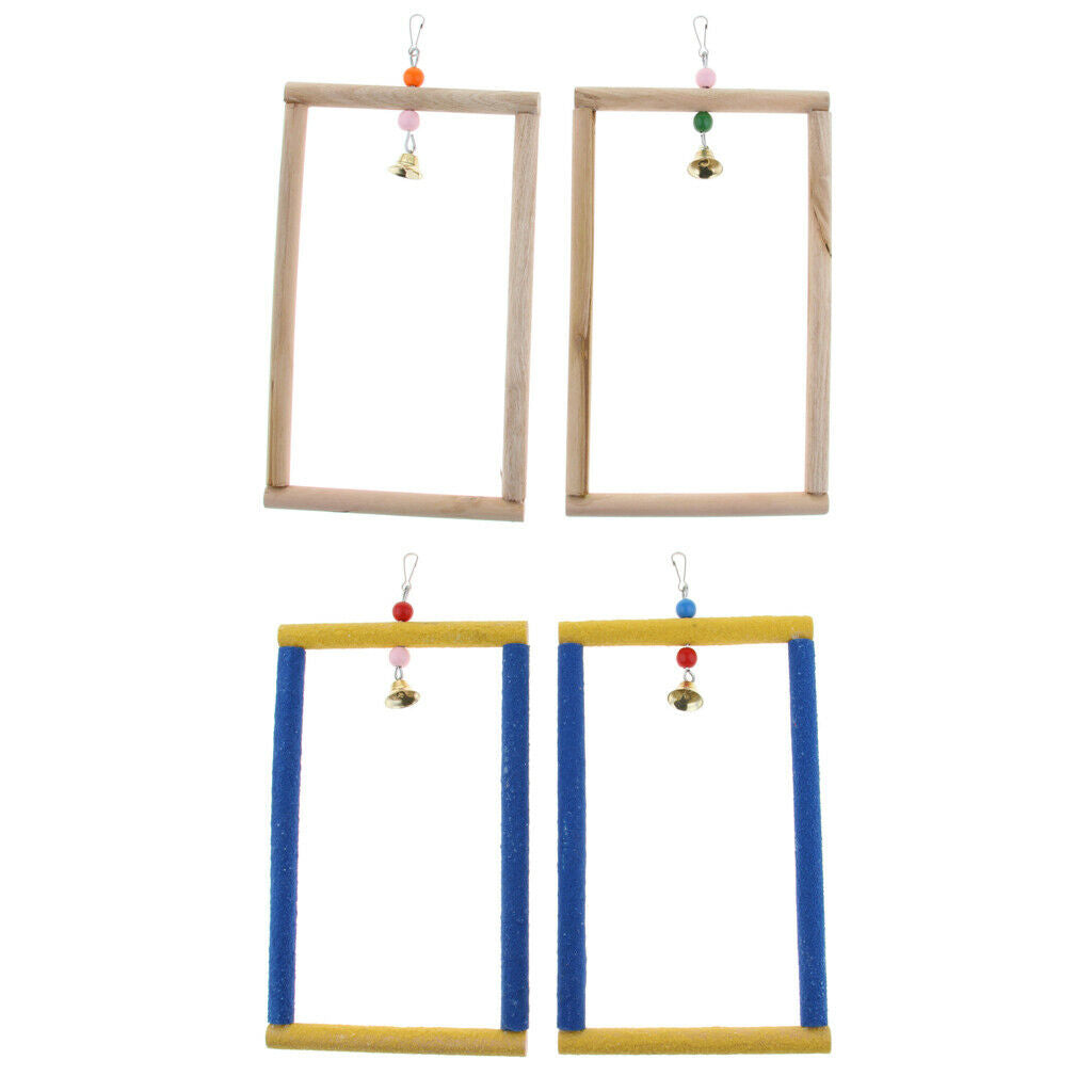 2x Pet Bird Cage Hanging Parrot Parakeet Stand Wood Swing Perch Ladder Sandy