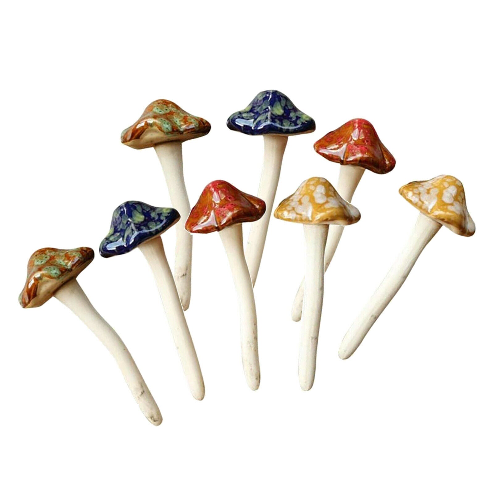 Set of 8 Mushroom Garden Ornaments Perfect for Fairy Gardens Lawn Bonsai Decor