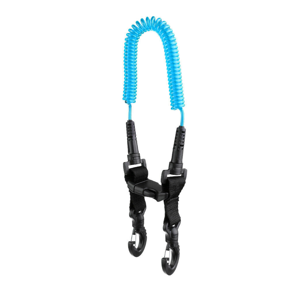 Scuba Diving Coil Camera Lanyard with Clips & Quick Release Buckle blue