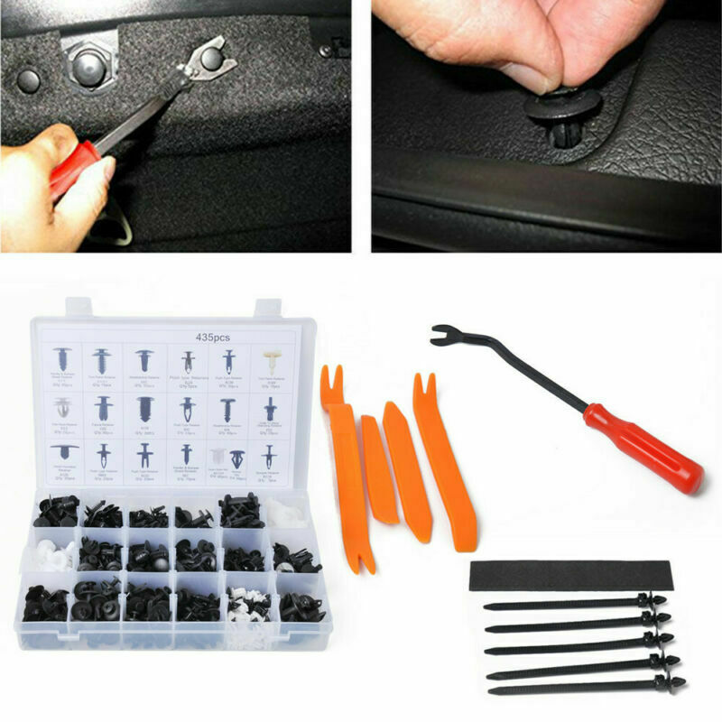 435x Car Door Panel Retainer Push Pin Trim Rivet Screw Clip Fastener w/ Tool Kit