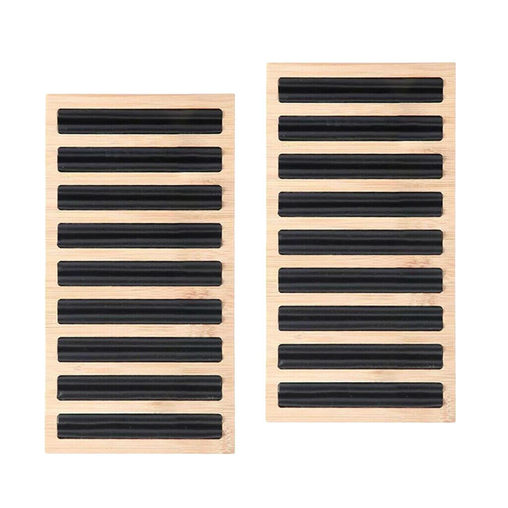 2Pcs Bamboo Wooden Jewelry Display Plate Shop Rings Earrings Storage Stand