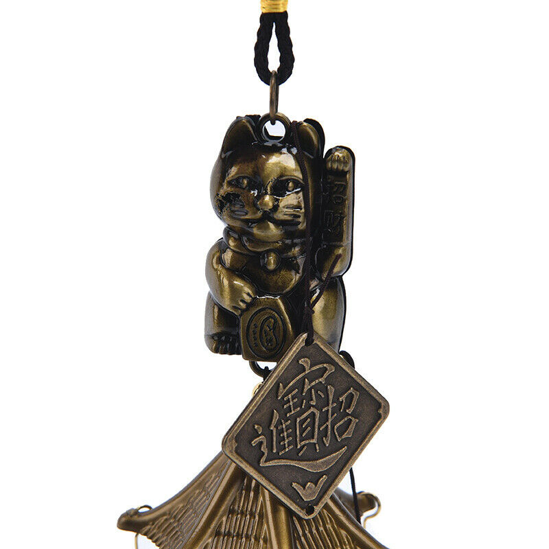 Metal Copper Wind Chime Pendant Door Decoration Lucky Cat Feng Shui Penda.l8
