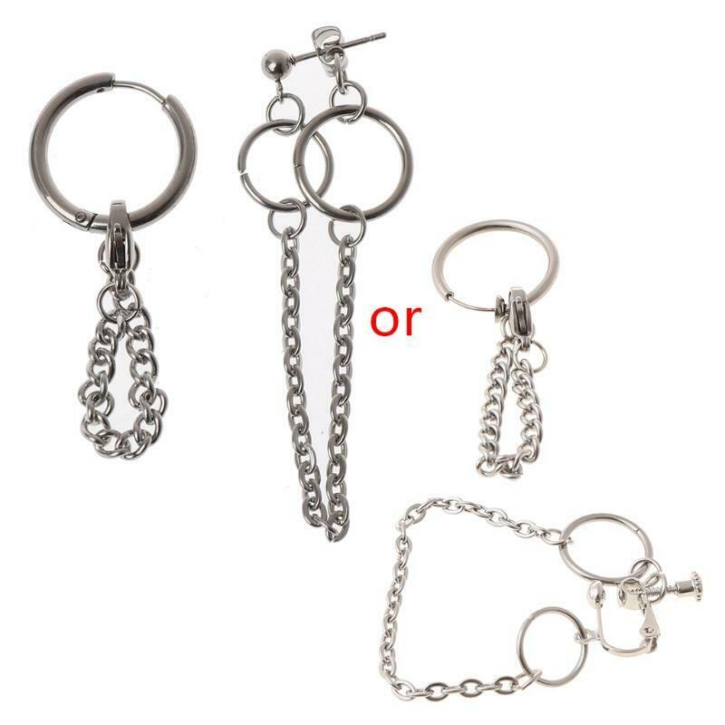 Tassel Chain Earrings KPOP Boy Earrings Male Korean Stainless Steel Punk Earring