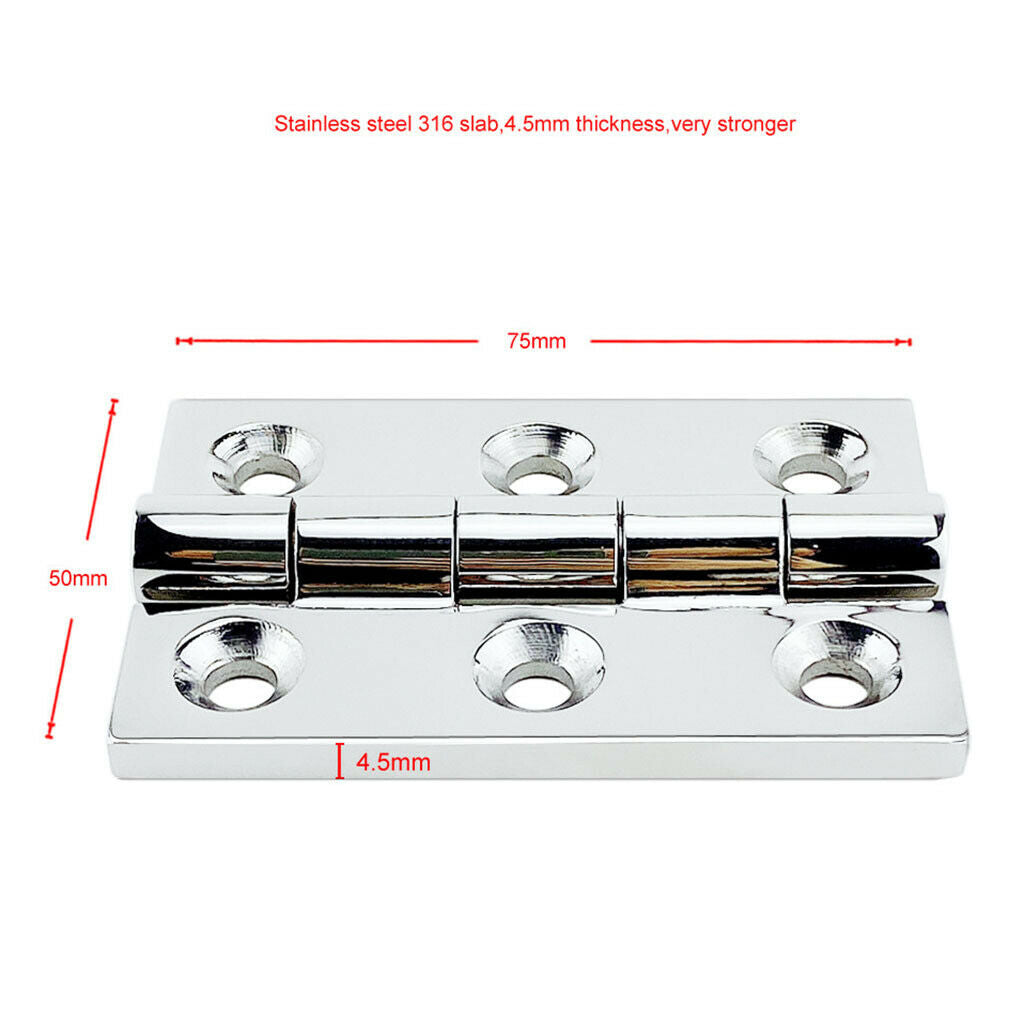 Stainless Steel Marine Boat Deck Hinges Satin Nickel Brushed Hardware 50x75