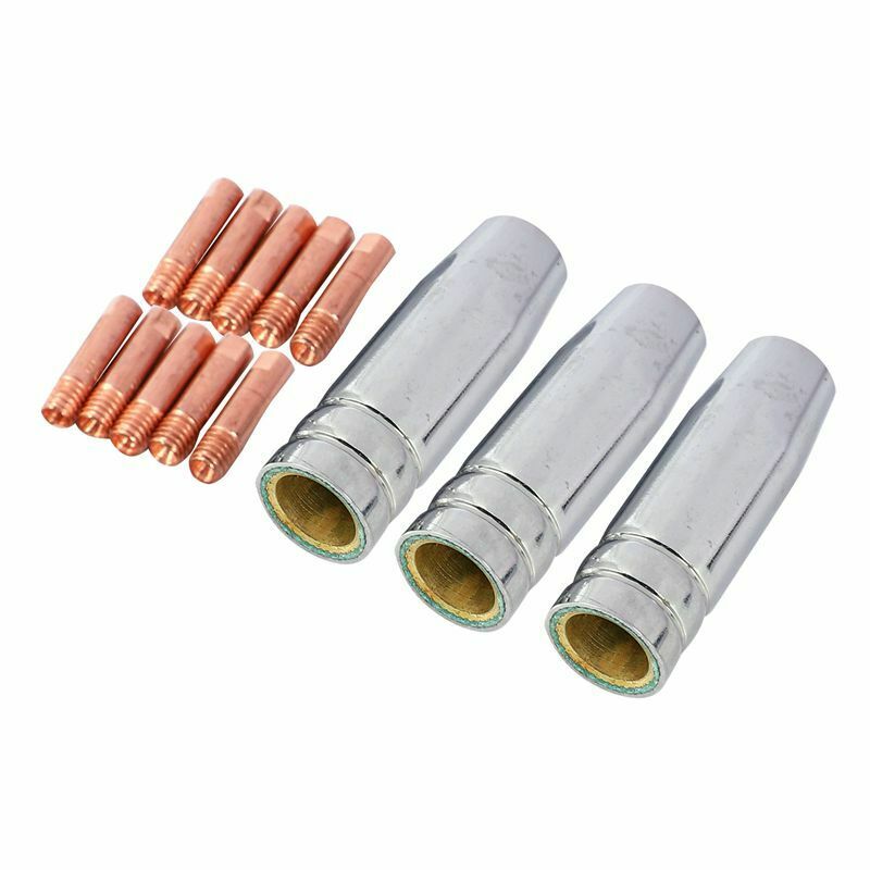 13Pcs CO2 Mig Welding Torch Aircooled MB 15AK Contact Tip Holder Gas Nozzle 0.P8