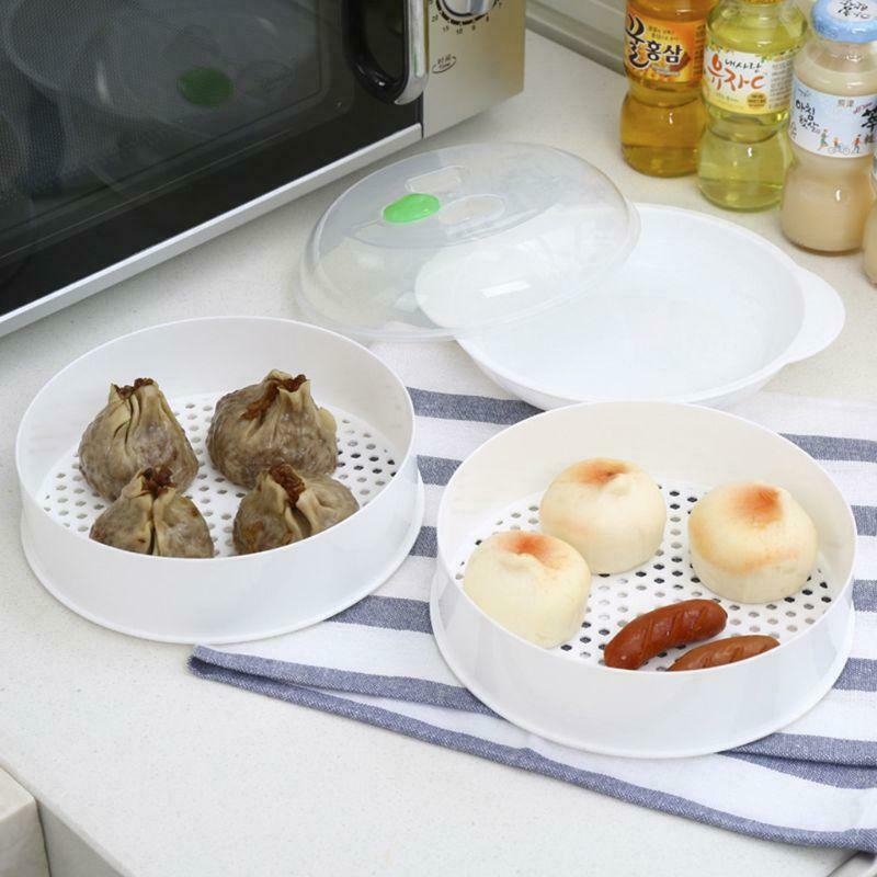 Double plastic steamer microwave oven round steamer