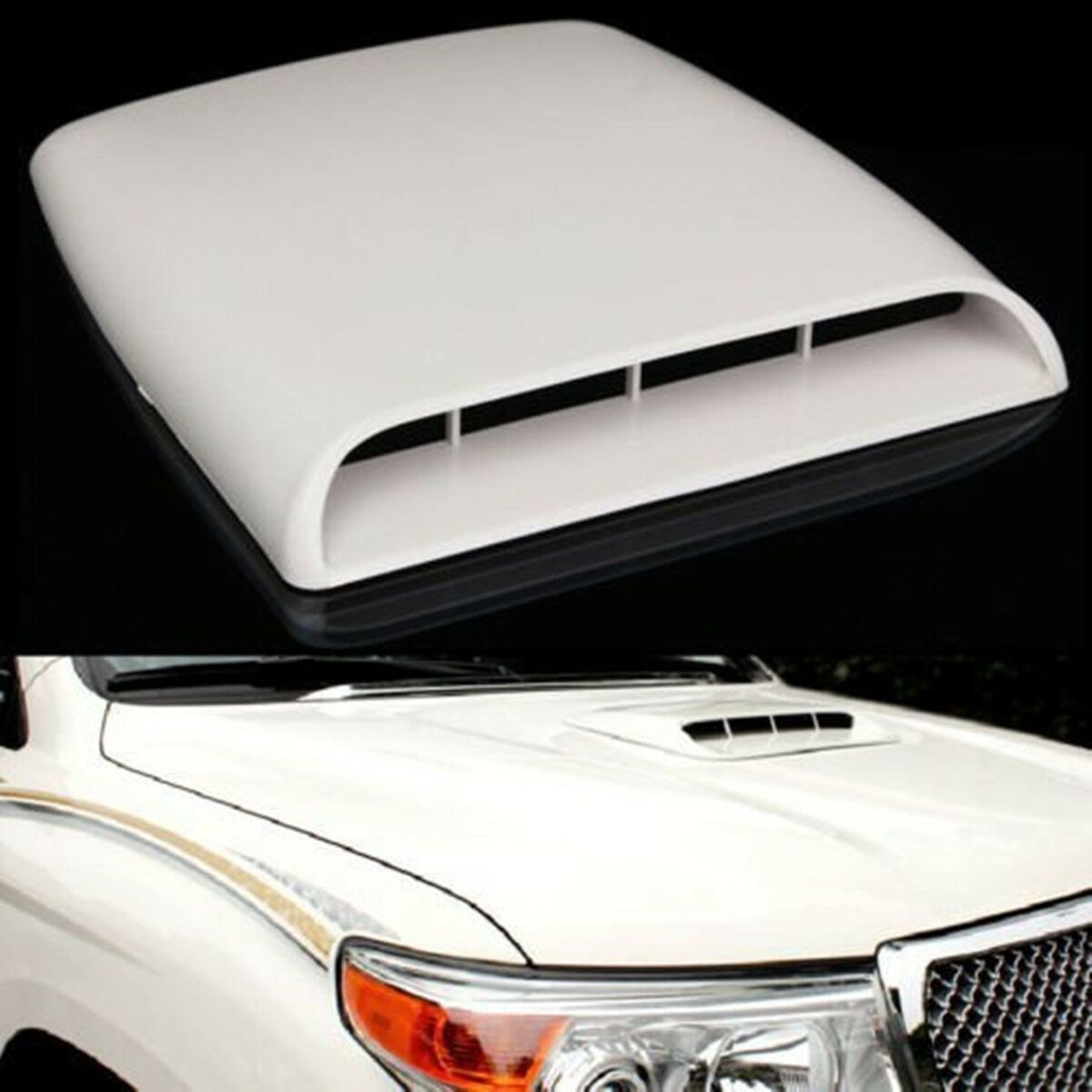 Auto Car Decorative Air Flow Intake Scoop Turbo Bonnet Vent Hood Cover White New